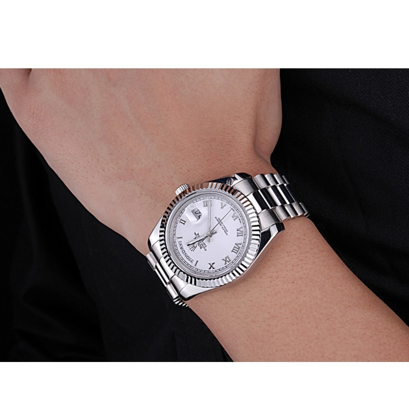 RepTime Watches 0430 Rolex Day-Date White Dial Stainless Steel Bracelet 622547